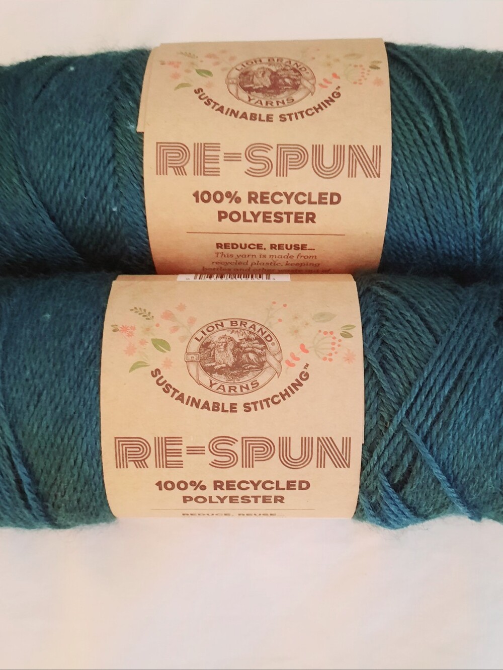 De-Stashing Lion Brand RE-SPUN Yarn - 2 Skeins of Hunter Green